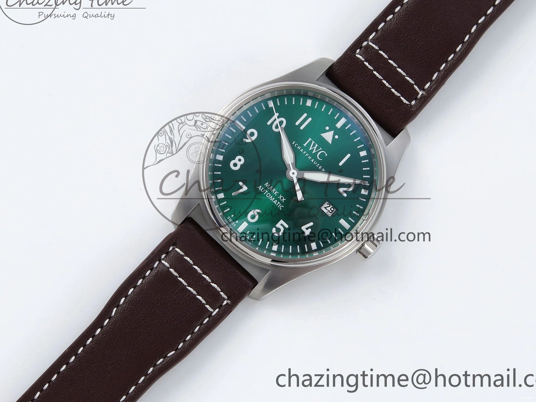 MIROTIME 0511 ZipUp Pilot Mark XX BLSF 1:1 Best Edition Green Dial on Brown Leather Strap MIYOTA 7019